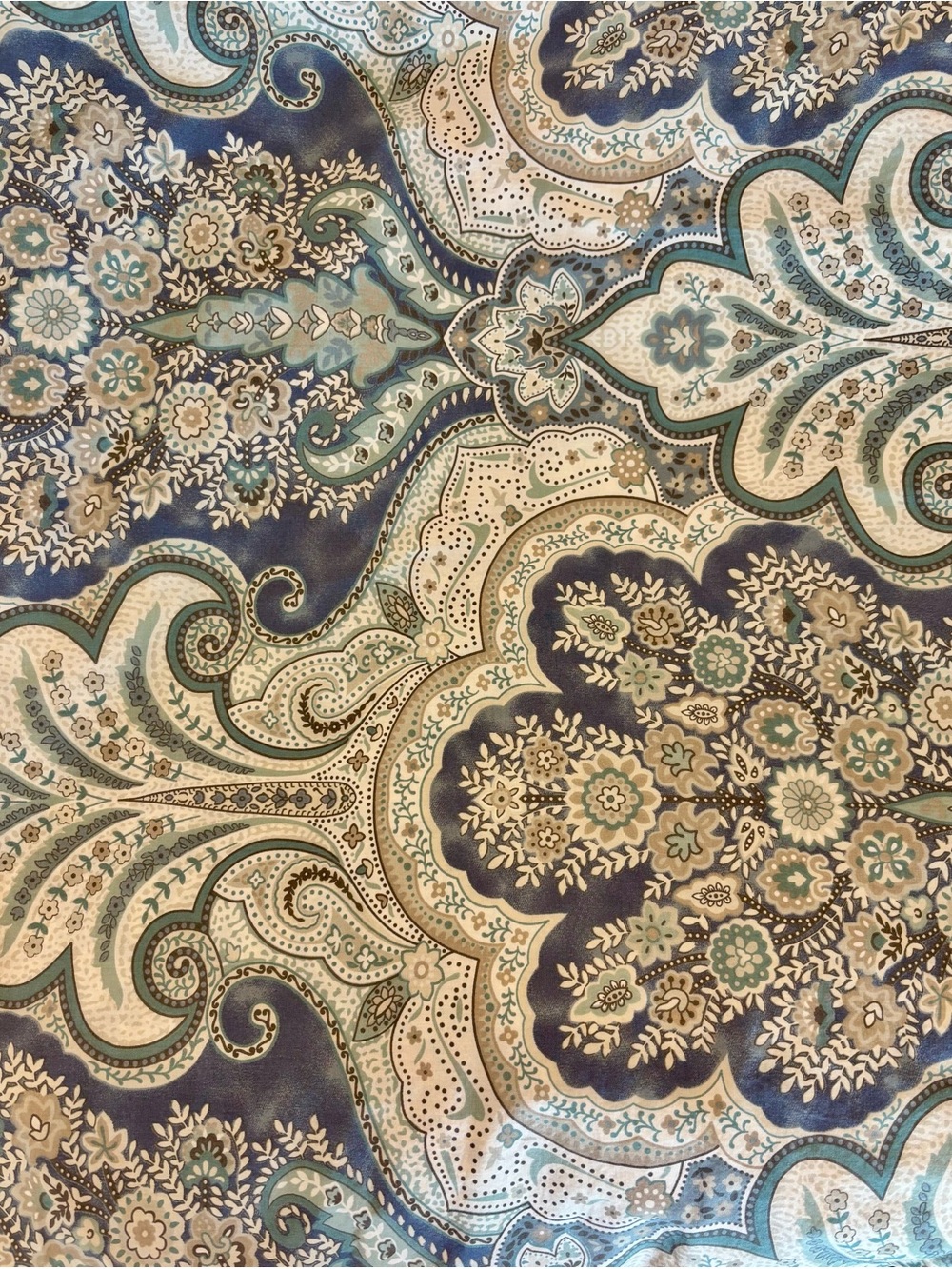 Pottery Barn Paisley Floral Duvet Cover in Blue, Teal, Cream, Brown